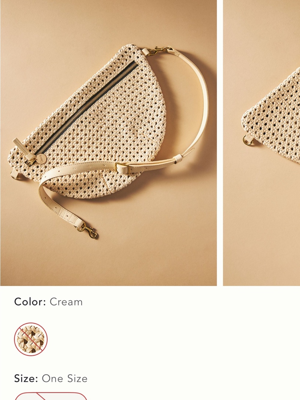 Woven Half-Moon Crossbody Bag in Light Beige - Picture 4 of 9